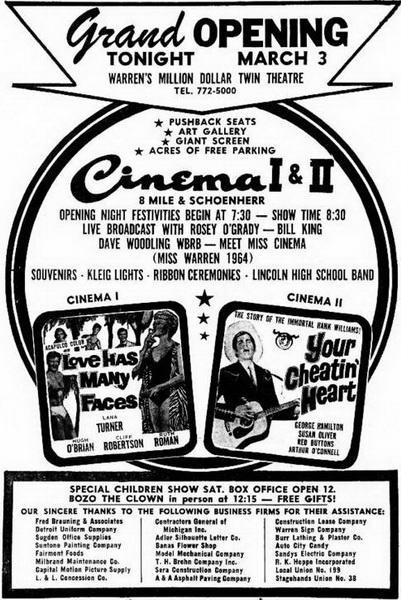 Cinema City Warren - 1965-03-03 Ad